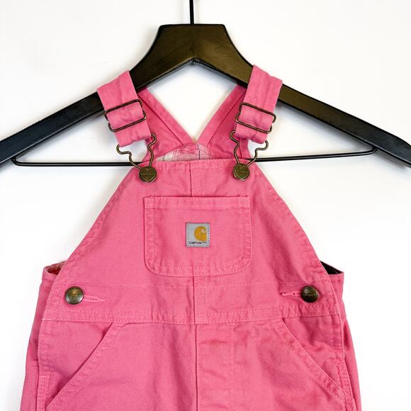 Carhartt Girls Pink Cotton Overalls Lined - 12M 9-12 Months - Picture 2 of 7